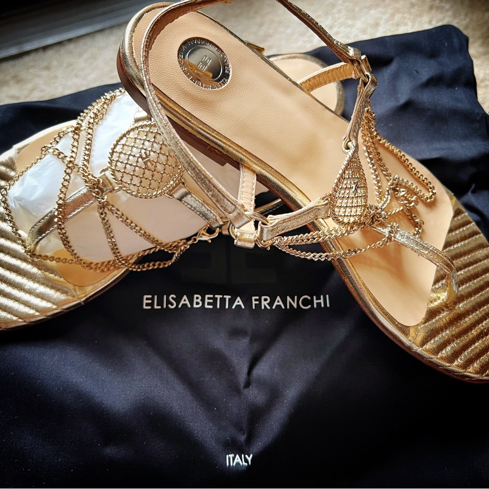 Gold Sandals- Elisabetta Franchi